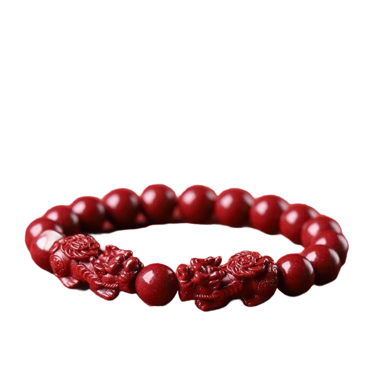 Men's Oriental Metaphysics Feng Shui Fortune-attracting and Peace-protecting Pixiu Cinnabar Bracelet
