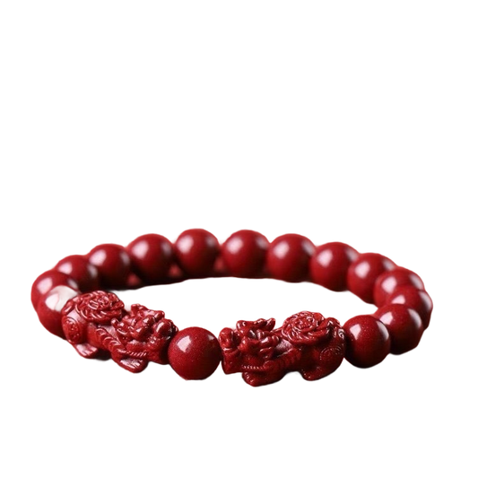 Men's Oriental Metaphysics Feng Shui Fortune-attracting and Peace-protecting Pixiu Cinnabar Bracelet