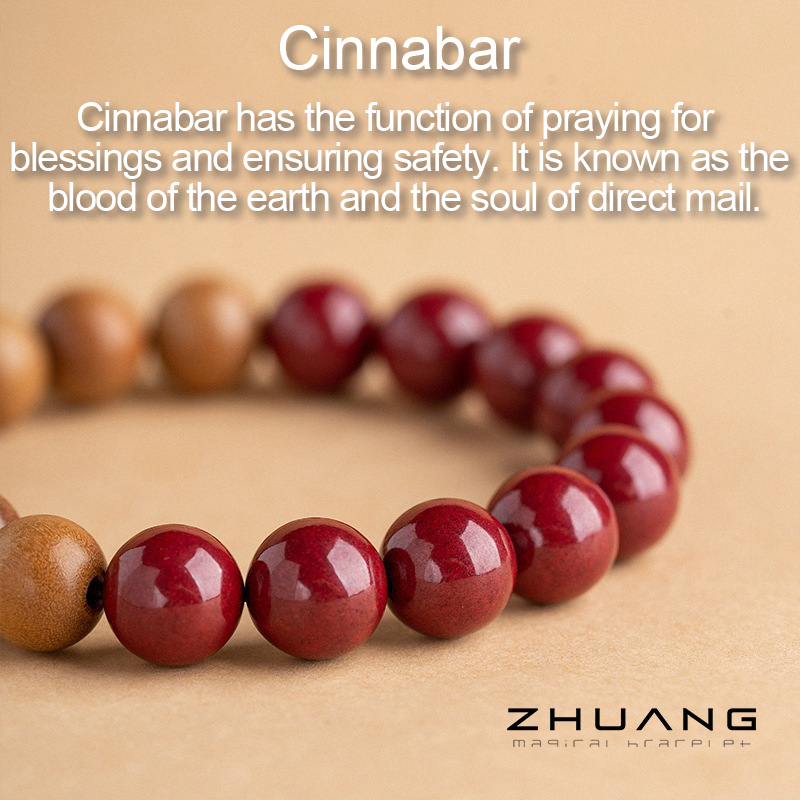 Mahogany cinnabar splicing wealth-gathering and safety-protecting Oriental metaphysics feng shui bracelet for ladies